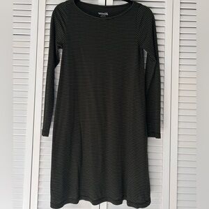 Wool& Rowena Olive Green Striped Swing Dress